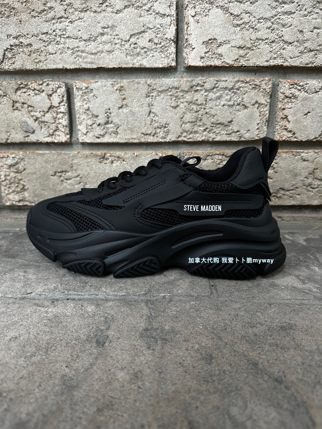 代购Steve Madden思美登运动休闲厚底POSSESSION BLACK SYNTHET女