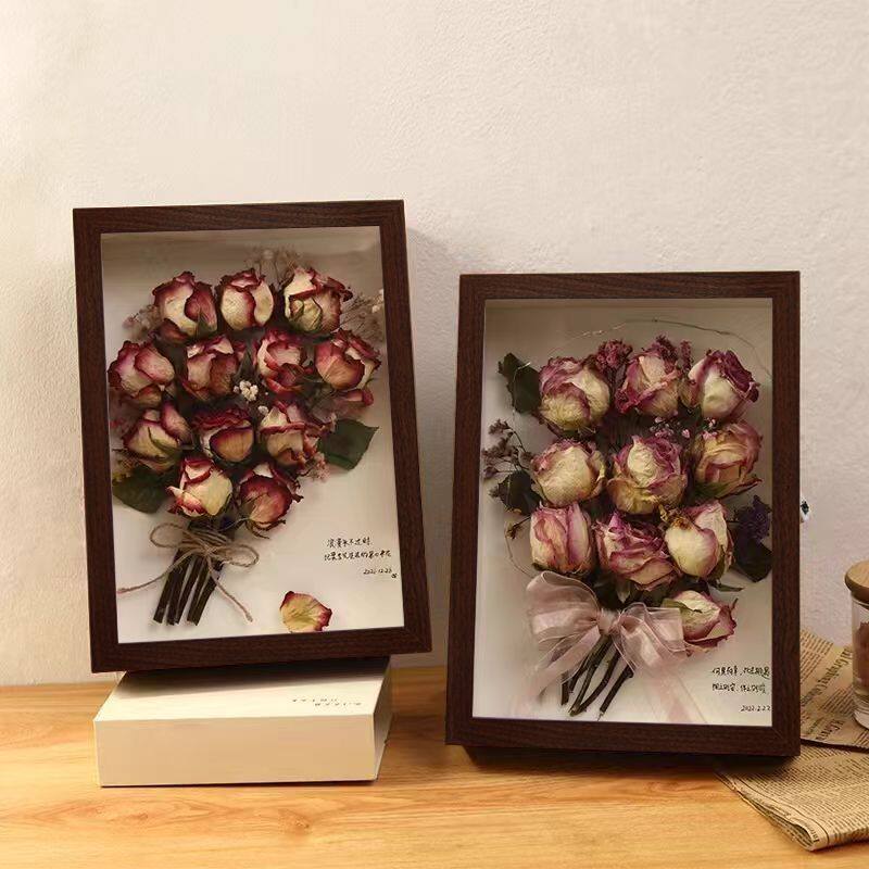 干花相框材料制作收纳手工diy永生花展示盒立体摆件玫瑰标本画