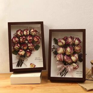 干花相框材料制作收纳手工diy永生花展示盒立体摆件玫瑰标本画