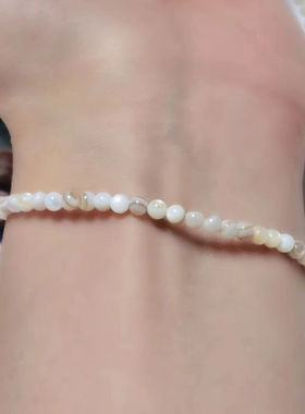 3mm极细天然淡水白贝壳珠圆珠diy清新手工打磨手链可中国风