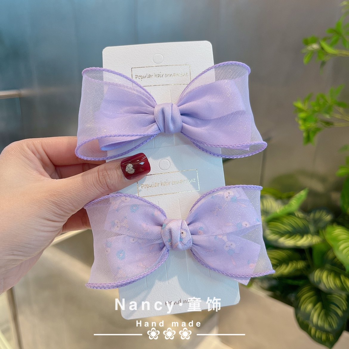 新款儿童卡通幻彩纱蝴蝶结女孩公主头饰发饰紫兔子星黛露发卡边夹
