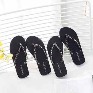 小碎花细带人字拖女夏季 时尚 海边防滑夹脚沙滩平底跟外穿凉拖鞋