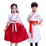 Trang phục trẻ em được cải tiến, Hanfu, kinh điển ba nhân vật, biểu diễn, học sinh, nghiên cứu Trung Quốc, đệ tử, đọc trang phục - Trang phục trang phục biểu diễn thời trang cho bé