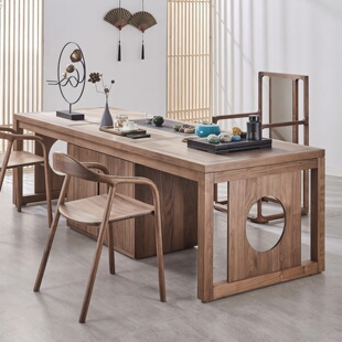 新中式白蜡木实木茶桌椅组合家用客厅阳台茶台办公室禅意泡茶桌