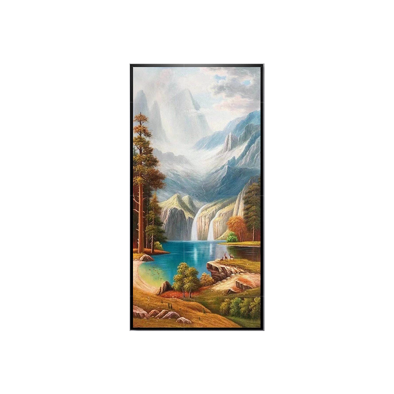 手绘油画山水风景聚宝盆有框客厅装饰画玄关过道走廊餐厅挂画壁画