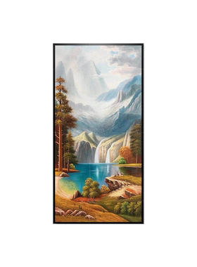 手绘油画山水风景聚宝盆有框客厅装饰画玄关过道走廊餐厅挂画壁画