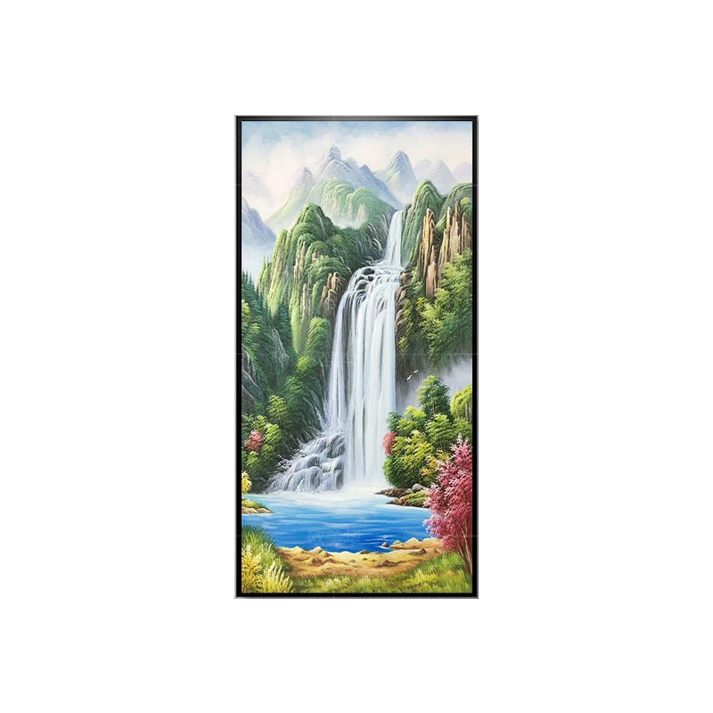 手绘聚宝盆客厅玄关过道走廊装饰画现代简约轻奢山水画风景油画