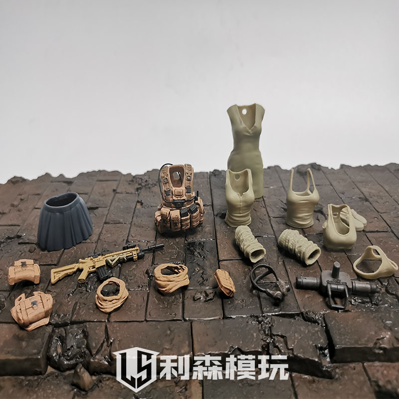 行星绿谷 1:18兵人头雕武器马甲背心 3.75寸配件 DIY配件