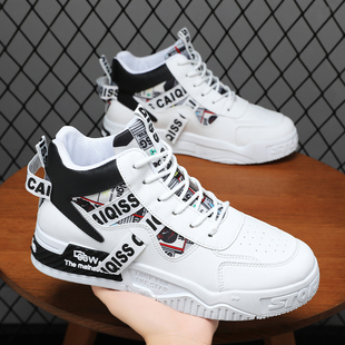 冬季男鞋2025新款高帮鞋男士潮流休闲鞋韩版百搭短靴学生运动潮鞋