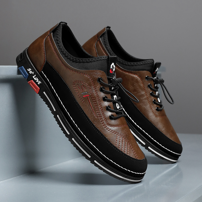 男鞋2025冬季新款休闲皮鞋男士百搭工装鞋低帮耐磨上班鞋子马丁靴