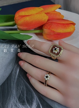 复古宫廷风轻奢可调节开口指环