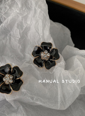 MANUAL STUDIO 名媛风小香金属装饰扣黑色镶钻毛衣粗花呢外套扣子