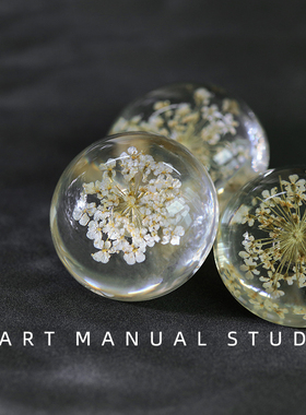 Manual◆透明天然干花标本纽扣大衣外套毛绒衣扣子时尚女服装饰扣