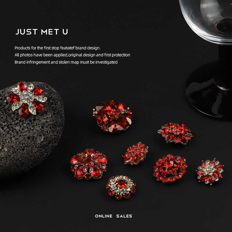 复古宫廷风金属纽扣钻石装饰扣