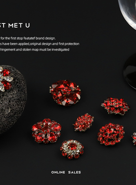 Manual◆复古宫廷风金属纽扣钻石装饰扣粗花呢外套大衣扣皮草扣子