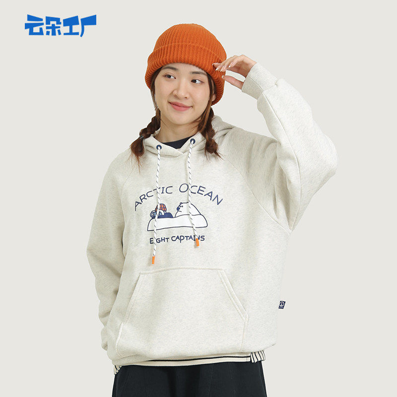 云朵工厂八头船连帽印花卫衣女内搭宽松休闲套头连帽卫衣春款,女装/女士精品,卫衣/绒衫,淘宝优惠券,粉丝福利购,淘宝优惠卷