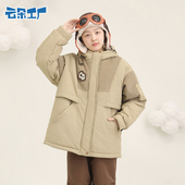 云朵工厂飞行员灯芯绒拼接连帽棉服冬款 宽松保暖加厚拉链棉衣女士