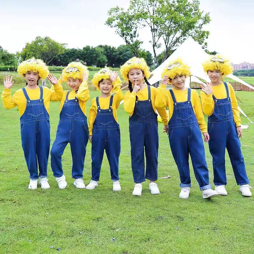 小黄人衣服cos儿童牛仔背带裤