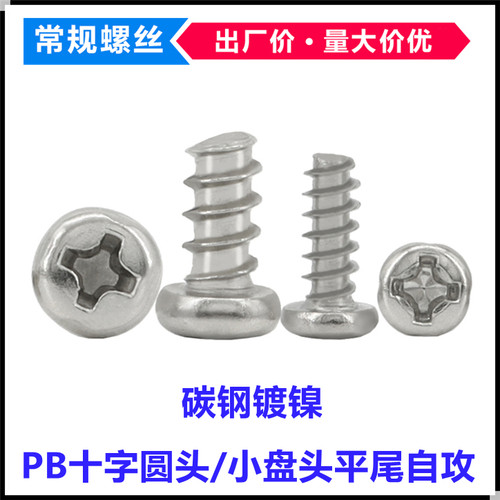 PB镀镍十字槽圆头平尾自攻螺丝M1.6*3*4*6*29小盘头自攻螺钉ST1.6