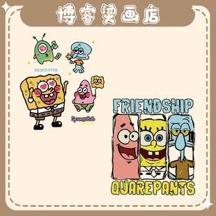 白墨烫画贴 2025新款海绵宝宝衣服印花辅料T恤卫衣新款图案热转印