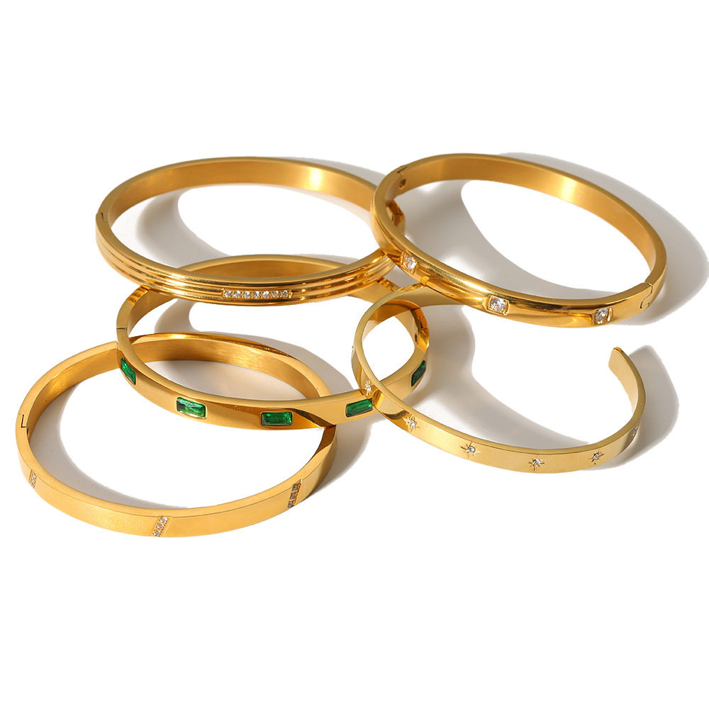 INS EUROPEAN AND AMERICAN STYLE TITANIUM STEEL LIVE MOUTH PLATED 18K GOLD BRACELET DOES NOT FADE BRACELET WOMENS HIGH-END SENSE LIGHT LUXURY ZIRCON HAND JEWELRY