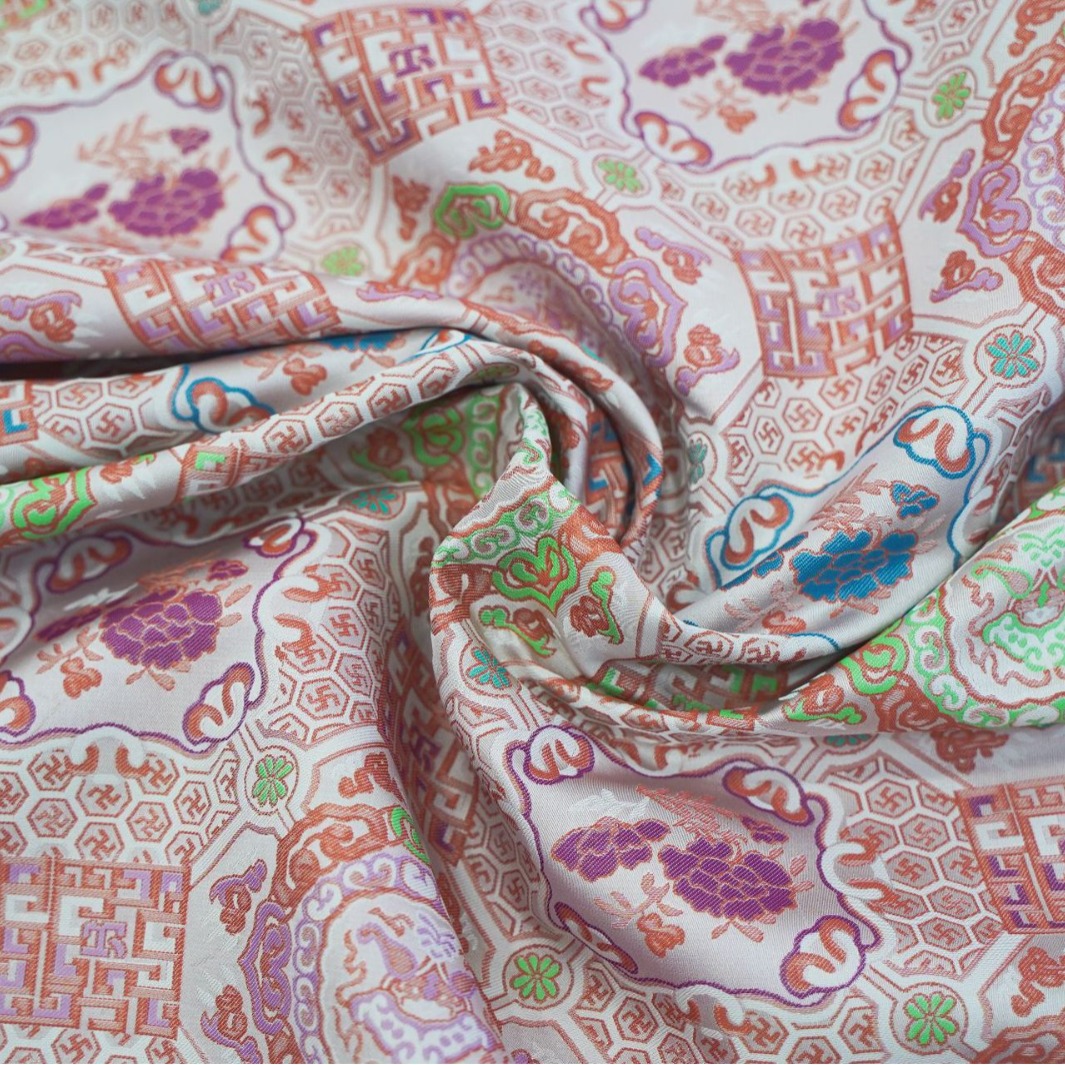 仿宋锦提花面料织锦缎国风新中式 旗袍马甲汉服马面裙连衣裙