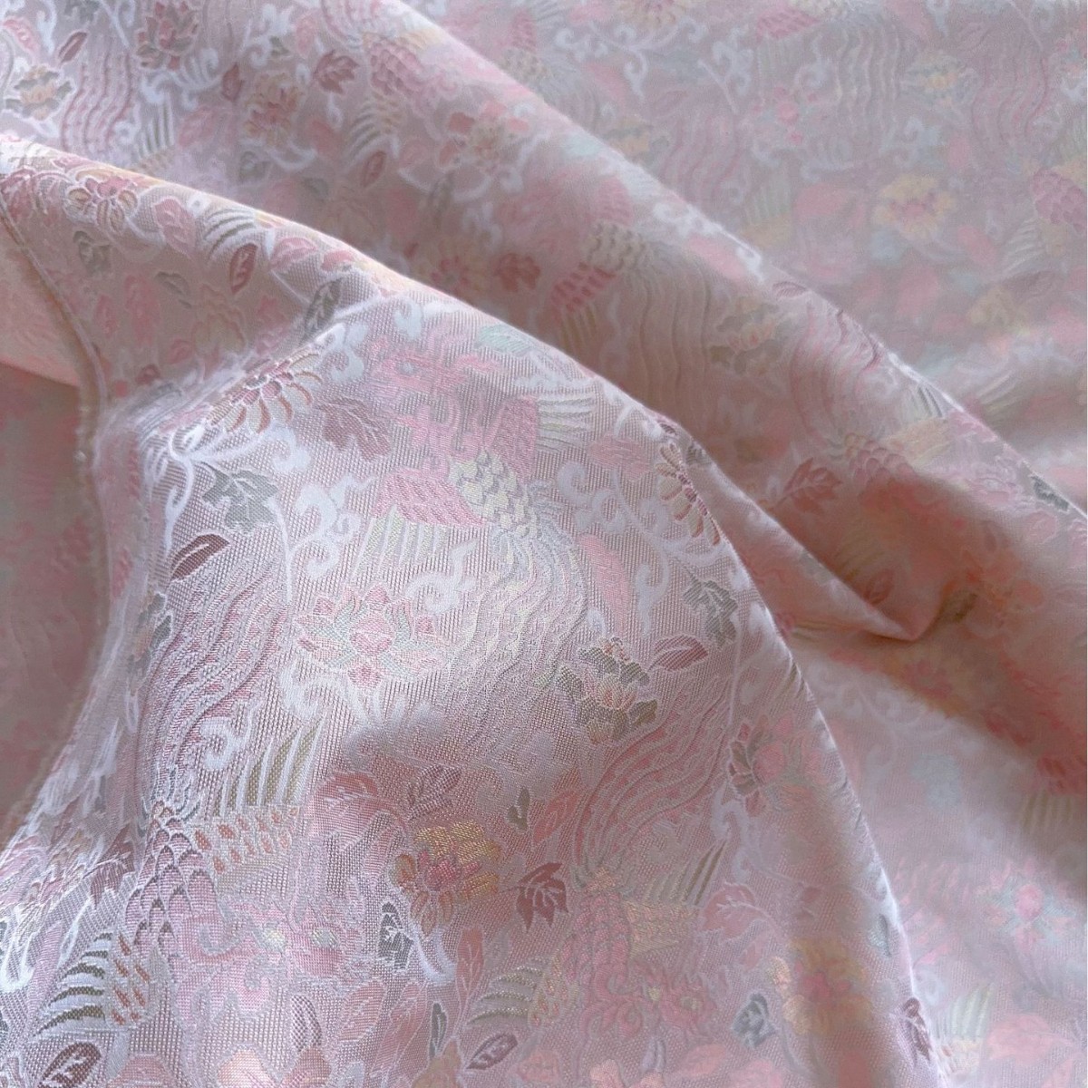 彩色小凤凰异色罗人丝混纺提花面料 春夏国风马甲旗袍连衣裙服装