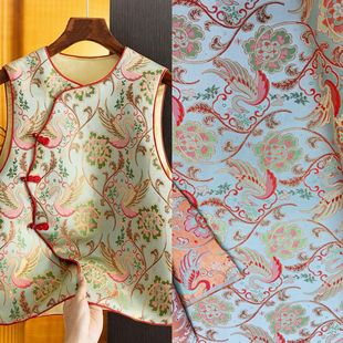 天鹅湖仿宋锦国风提花面料 色织汉服织锦缎马甲女装童装服装面料