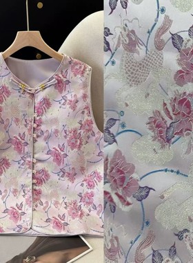 经典金丝麒麟提花国风面料 仿宋锦服装面料旗袍汉服连衣裙新中式