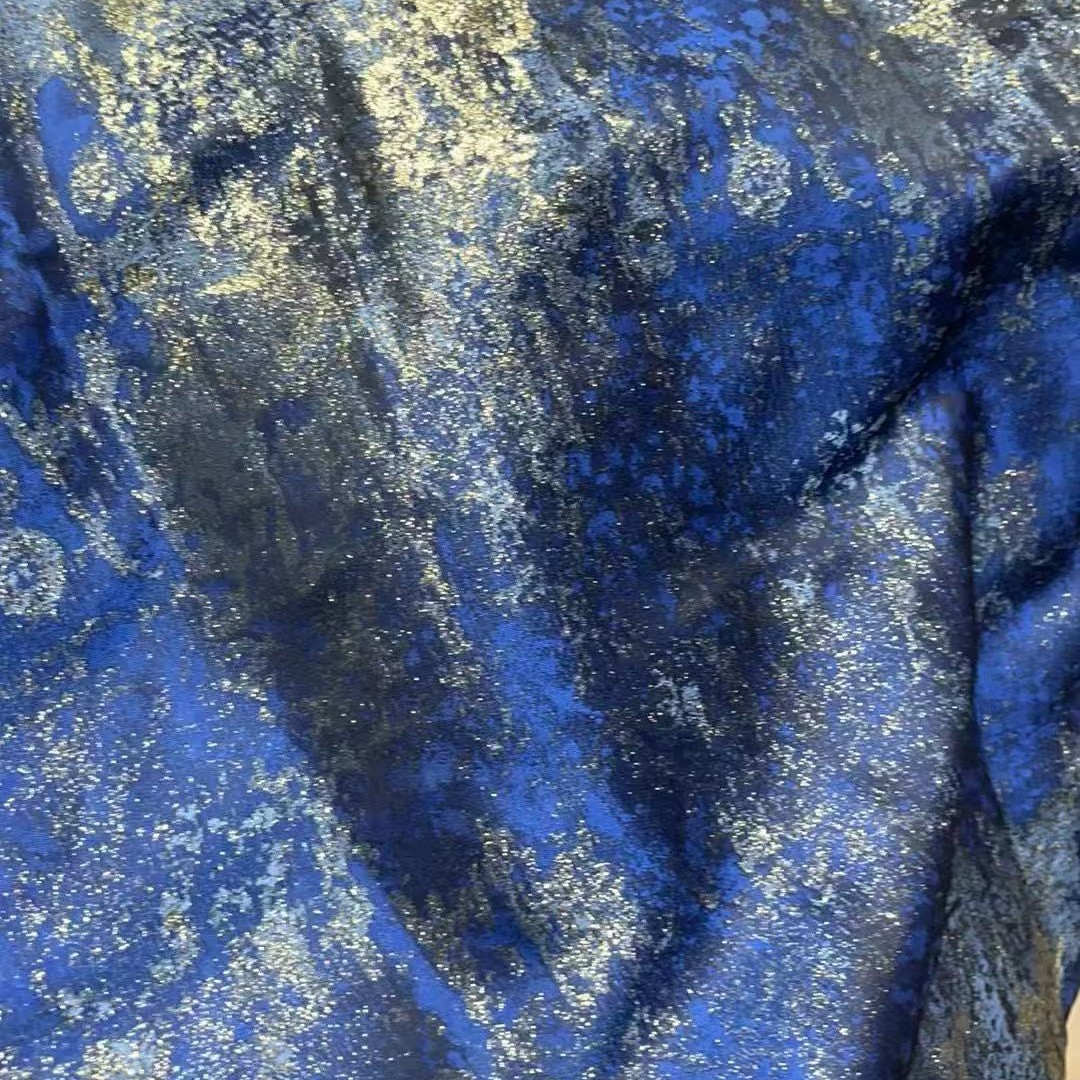 高经鎏金渐变油墨感色织提花面料汉服时装复古重工油画包装布3334