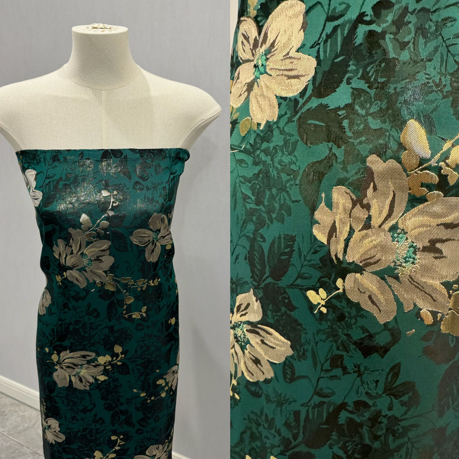 金丝仿宋锦 高档提花面料国风旗袍连衣裙秋冬女装 新款新中式包包