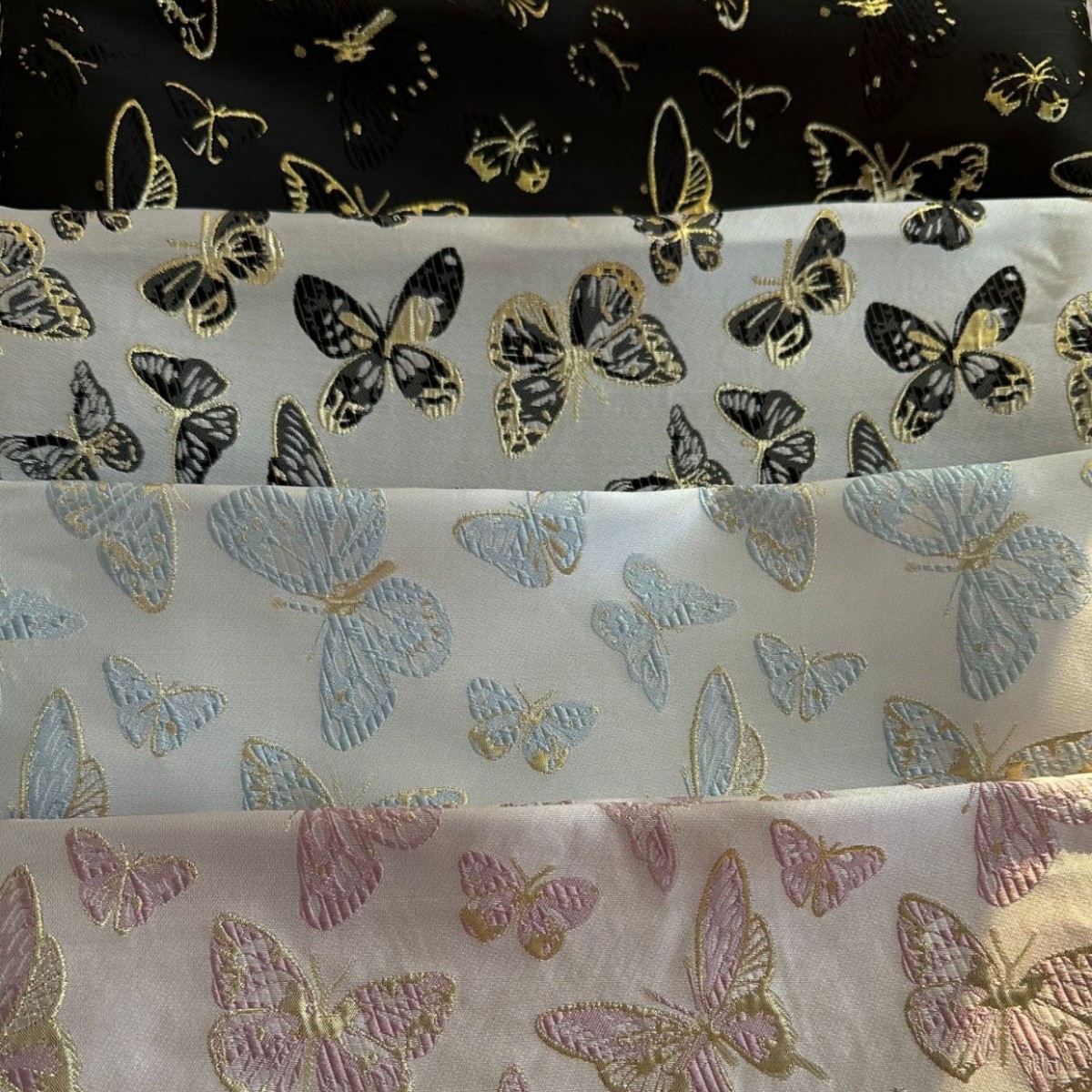 色织提花织金蝴蝶马甲连衣裙布料初春女装斜挎包装饰面料3321