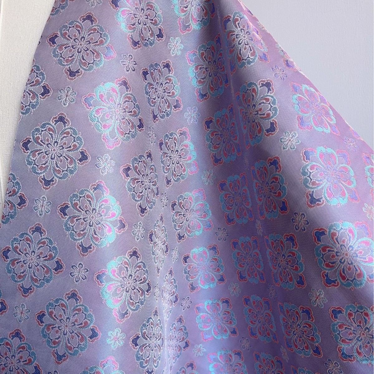 异色罗亮紫色小宝相提花面料 国风新中式旗袍汉服连衣裙服装面料