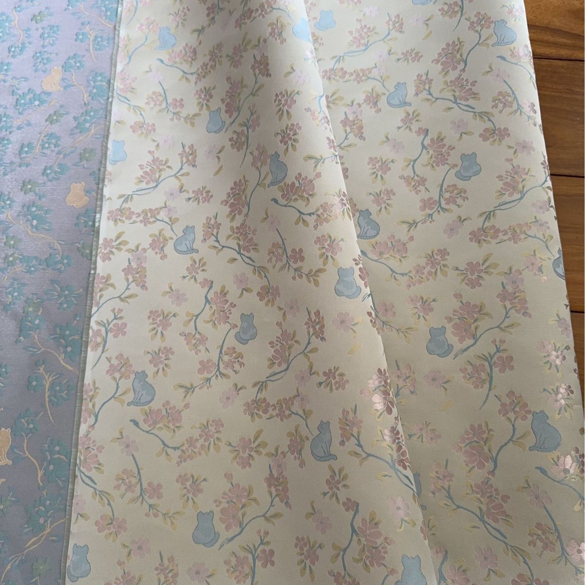 可爱猫咪仿宋锦国风提花面料 新中式女装马甲旗袍连衣裙服装面料