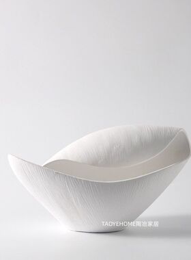 简约现代白色陶瓷花瓶客厅家居样板间艺术果盘插花器软装饰品摆件