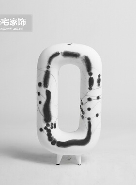 中式简约黑白几何插花花器客厅电视柜样板间创意陶瓷摆件家居饰品