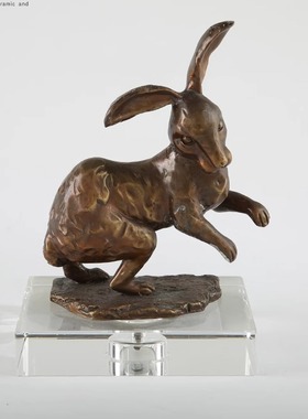 样板房电视柜桌面装饰金属摆件 水晶生肖兔子纯铜长尾鼠工艺礼品