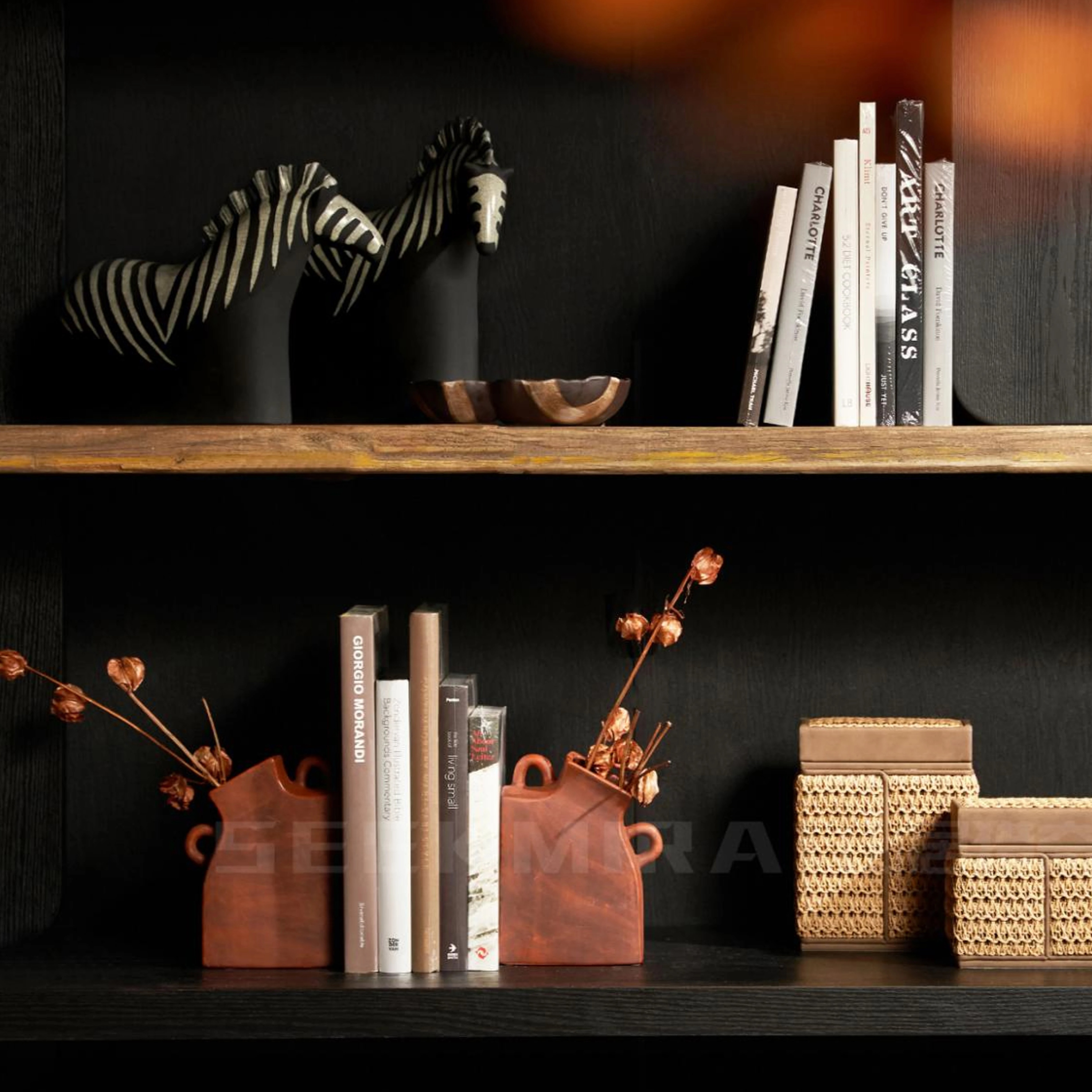 侘寂风民宿桌面小众设计摆件中古酒店陶瓷花瓶壁龛书架开放格摆设