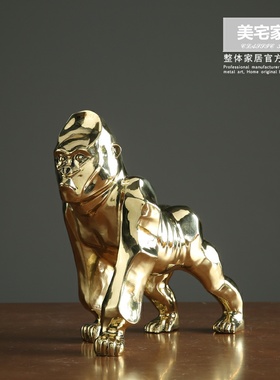 纯铜雕塑工艺品金属猴子摆件北欧轻奢软装样板房家居饰品动物猿猴