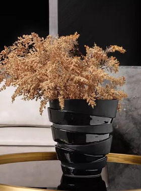 北欧轻奢样板间茶几摆件客厅桌面收纳罐托盘金属烛台陶瓷花瓶组合