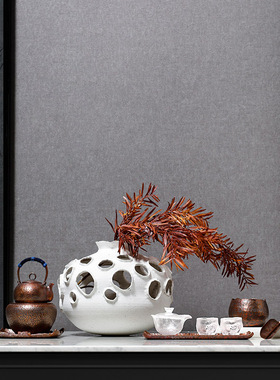 创意陶瓷花瓶设计师样板间办公室茶壶茶具客厅桌面装饰品中式摆件