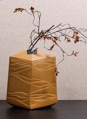 新中式青铜器陶罐花瓶摆件样板间书房流苏玉佩玉石鱼琉璃茶具组合