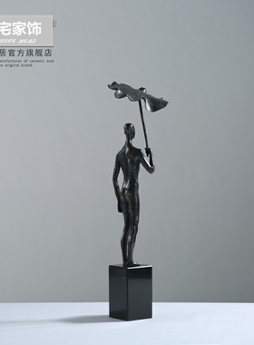 现代简约人物金属摆件创意工艺品家居客厅样板房售楼处装饰品摆件
