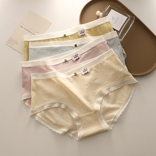 提花A类亲肤内裤女纯棉中腰裤头