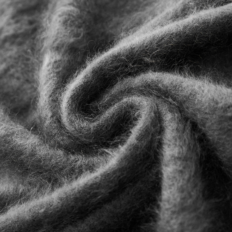 简约百搭 100%山羊绒拉绒开衫女宽松V领中长款拉毛针织外套2025秋