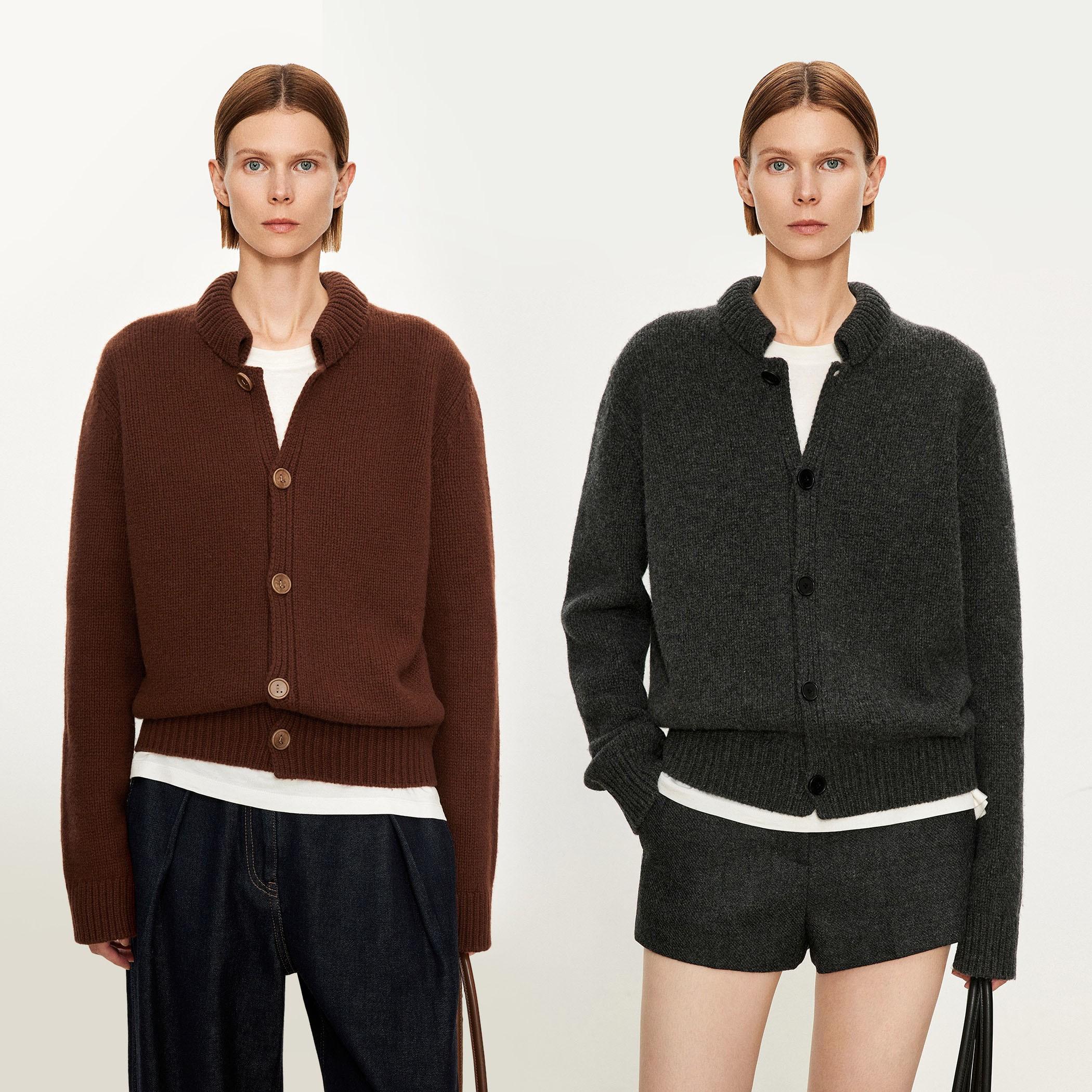 2024秋冬新款100%纯羊毛开衫