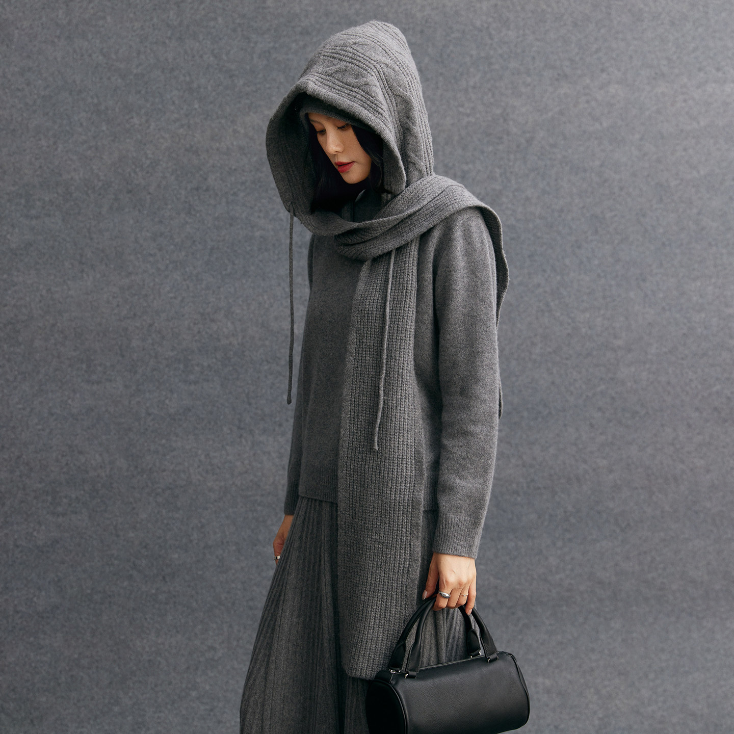 R0W风及简羊绒羊毛连帽针织帽女秋冬保暖护耳围脖连帽围巾毛线帽,服饰配件/皮带/帽子/围巾,帽子,淘宝优惠券,粉丝福利购,淘宝优惠卷