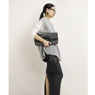 秋日B备ROW风高级松弛大廓形针织背心女圆领无袖 毛衣羊毛羊绒马甲