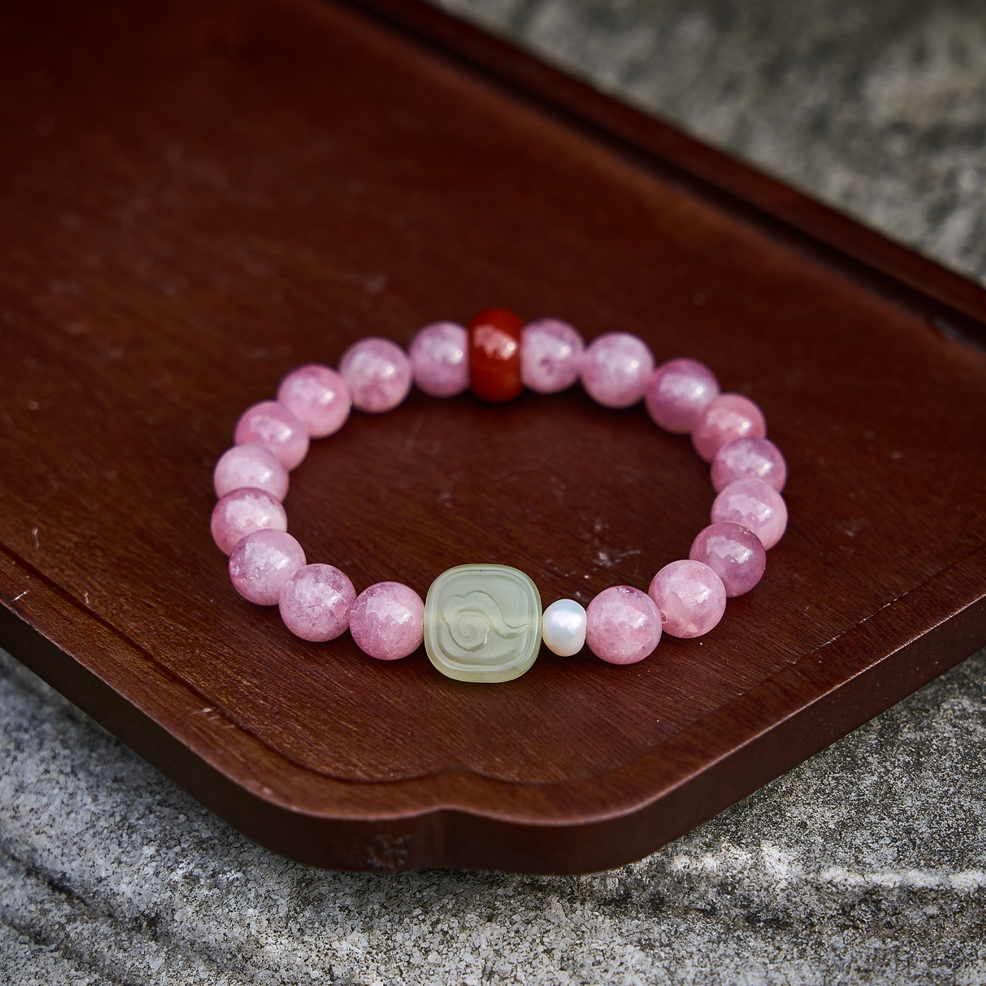 好运/招财/健康粉水晶手链手串
