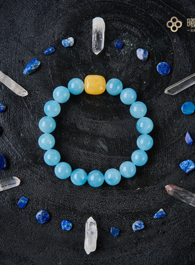 曦光里【海月】突破/勇敢 收藏级天然海蓝宝原创设计高货手串礼物